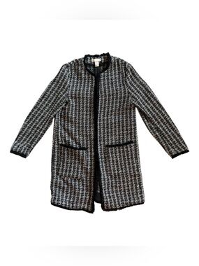 H&M Black & White Tweed Long Coatigan
